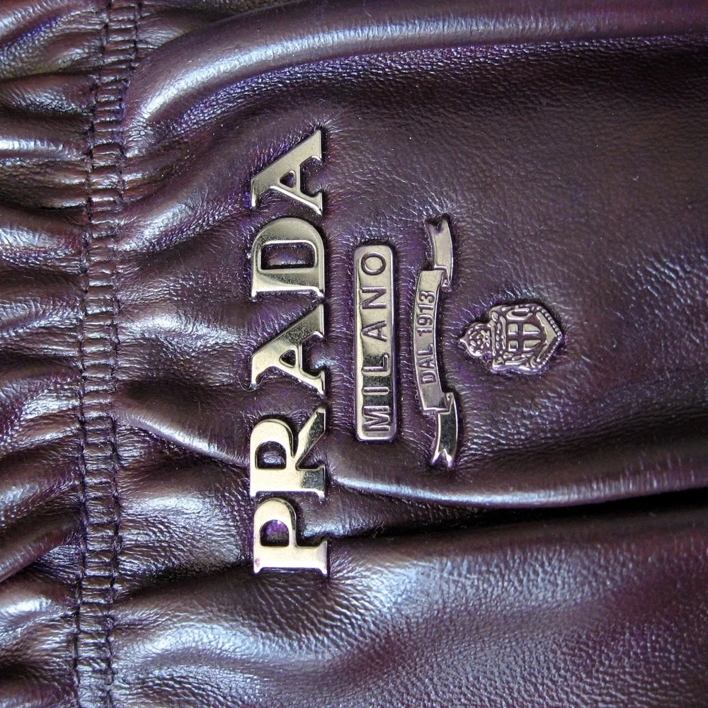 Prada Nappa Gaufre Aubergine Leather Tote